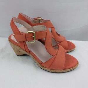 Taryn Rose Marianna Suede Wedge Sandal Orange Resort Cruise Women's Size 6 M